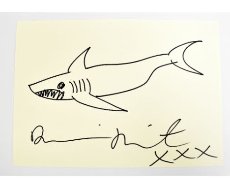 DAMIEN HIRST (British, born 1965); a black ink sketch on cream card, study of a shark (c.2018), signed and further inscribed 