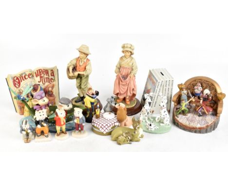 A collection of assorted ceramic figures to include Beswick, Rupert the Bear, Pong Ping, Leonardo collection figures, Disney 