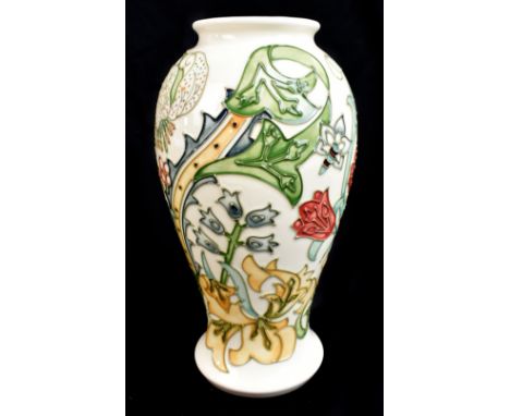 RACHEL BISHOP FOR MOORCROFT; an inverted baluster shaped vase decorated in the 'Golden Lily' pattern, impressed marks to base