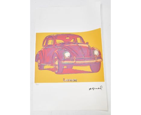 AFTER ANDY WARHOL (1928-1987); limited edition lithograph print, 'Lemon Volkswagen' from the Leo Castelli Gallery, edited by 