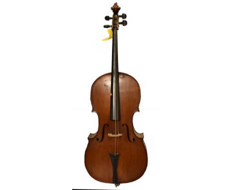 A German violoncello with two-piece back, length 75.5cm, paper label to interior with number 8978, but no other label present