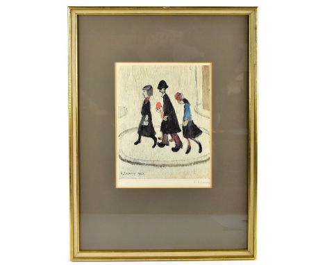 LAURENCE STEPHEN LOWRY RBA RA (1887-1976); ink signed print, 'The Family', with impressed blind stamp, edition no.530, 29 x 2