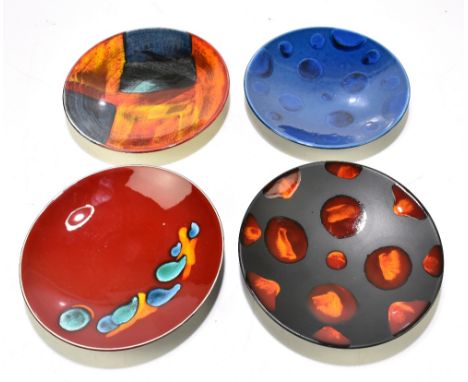 POOLE POTTERY; four modern bowls to include Odyssey and Galaxy, diameter 26cm (4).Additional InformationLight scratches and s