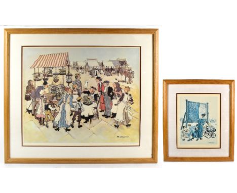 MARGARET CHAPMAN (1940-2000); a signed limited edition coloured print, lady selling canaries, signed lower right, bearing bli