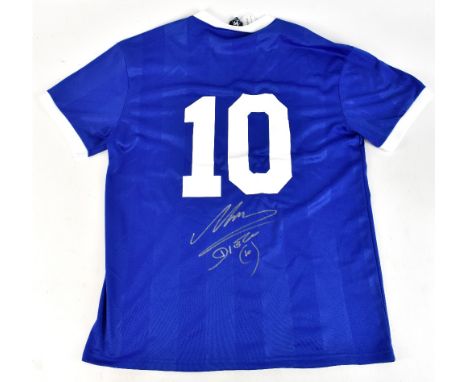 DIEGO MARADONA; an Argentina Le Coq Sportif retro remake home shirt, signed to reverse with '10' printing, size L.Footnote: T