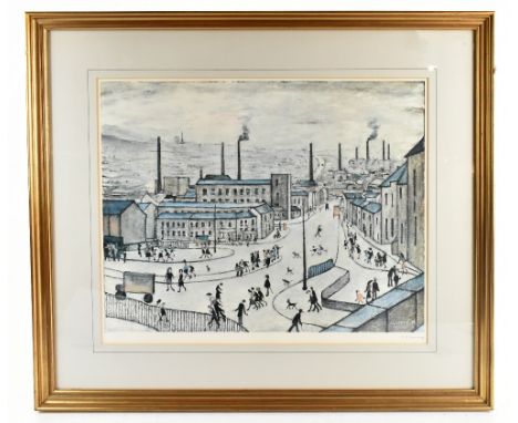 LAURENCE STEPHEN LOWRY RBA RA (1887-1976); a pencil signed limited edition print, ‘Huddersfield’, FATG blind stamp with lette