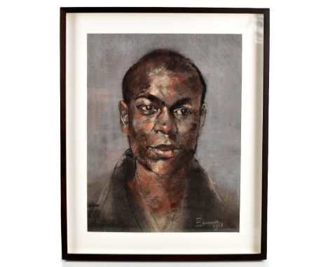 ENWONWU; pastel, portrait of a young gentleman, bearing signature and dated 1957, 43 x 34cm, framed and glazed. Provenance: p