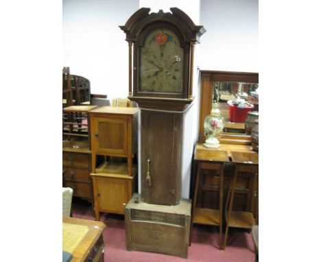 An XVIII Century And Later Oak Mahogany Grandfather Clock, by George Goodall, the hood with a broken pediment, arched door, c