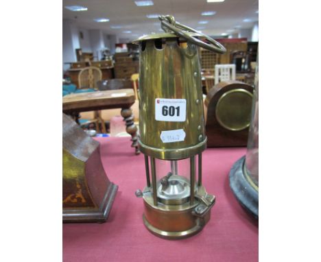 A Brass Miners Safety Lamp, type b, by the Protector Lamp and Lighting Co Limited, Eccles. 
