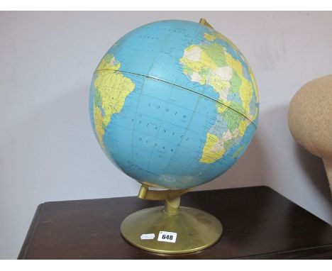 A 1920's 12" Phillips Political World Globe, on metal stand. 