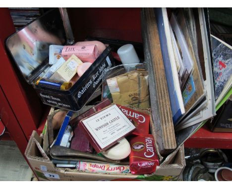 Soaps, paints, torch, tools, etc: in a tin and box. 