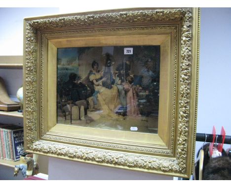 A Large Victorian Crystoleum, 30x40cms, signed Goodman '89, depicting a female lute player seated with another female and you