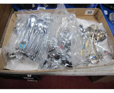 A Large Collection of Assorted Souvenir Spoons, including caddy, preserve, etc:- One Box