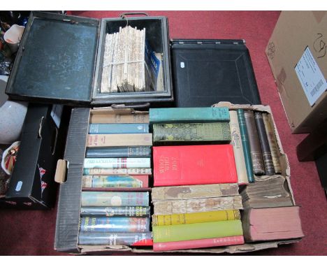 The Great War Magazine in Metal Trunk, unused ledger and box of books including Who's Who 1967. 
