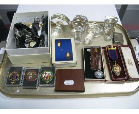 Masonic/Oddfellows Jewels, one by Toye & Co. London, small lighter, silvered, flip up top, reg no. 440072, Rolls Royce playin