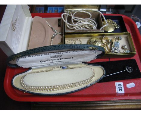 Charles Horner Silver Hat Pin, Pompadour, Lotus, and 9ct gold clasped necklaces, watches costume jewellery. 