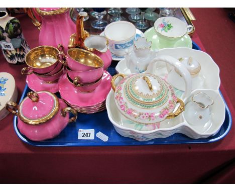 Aynsley Strawberry Dish, tea service, Coalport Revelry cup and saucer, etc:- One Tray