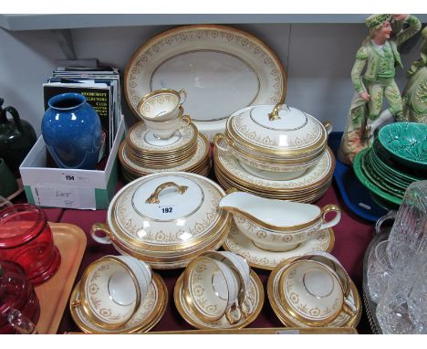 A Quantity of Aynsley 'Gold Dowery' Pattern Tea and Dinner Wares, including eight teacups and saucers, eight dinner plates, e