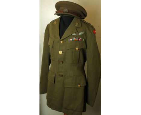 ^Major Toler's home guard uniform mid 20th CenturyJacket with army air corps badges, Major's crown, cloth badge, medal ribbon