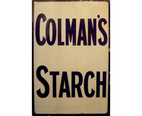 A Colman's starch blue and white advertising enamel sign
91x60cm 

