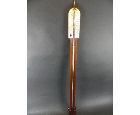 A reproduction mahogany stick barometer, by O. Comette & Son, LondonLength 92cm.