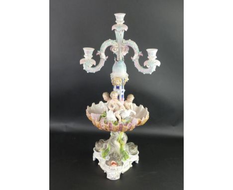 A large and impressive 19th Century German porcelain candelabra
Fantastically decorated with children playing with geese sat 