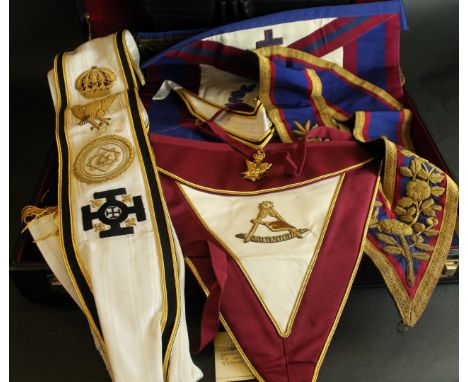 A Grand Council of Royal and Select Masters triangular apron and collar with jewel Together with Ceremony of Installation dat