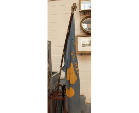 Girl Guides flag of the 9th St Marks with brass Girl Guides finial