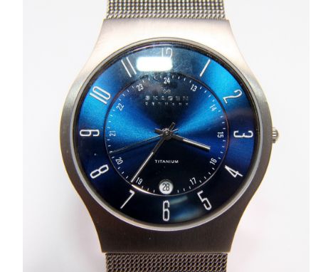 Gent's Skagen titanium wristwatch on metal strap