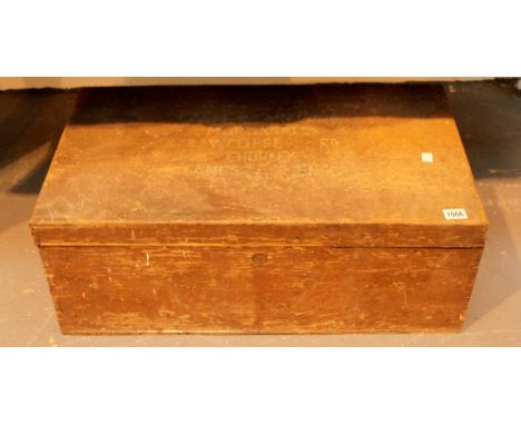 Wooden storage trunk with military connection