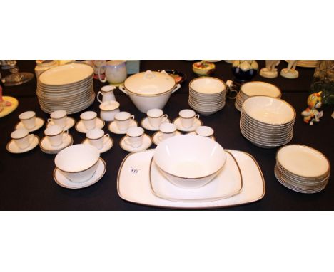 Porsgrund Norway Greek Key ceramic dinner and tea ware, 94 pieces