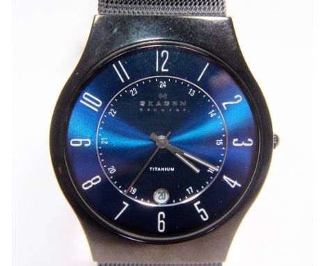 Skagen Titanium Gents wristwatch with black metal strap