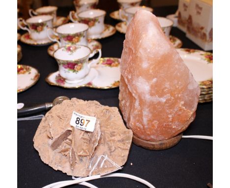 Piece of sandstone crystal and a salt lamp