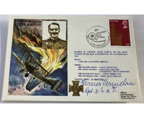 Zeppelin ace Werner Vermehren signed Capt William Robinson VC historic aviators cover. On April 1, 1909, he joined the Imperi