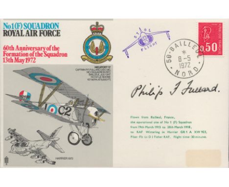 Top Great War fighter ace Phillip Fullard signed No 1 sqn RAF flown cover. Air Commodore Philip Fletcher Fullard, CBE, DSO, M