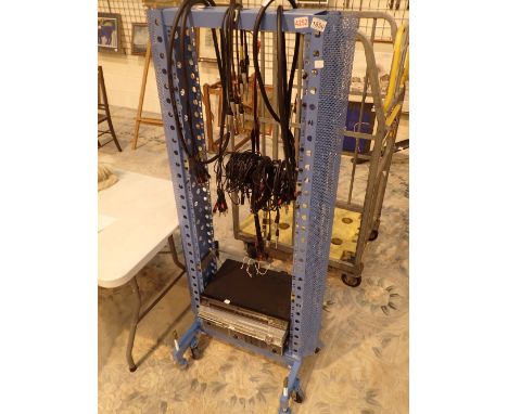 Recording studio rack system with two 10 way snake cable and other leads and a PSX Citronic PSX-4 amplifier Kenwood KT880L tu