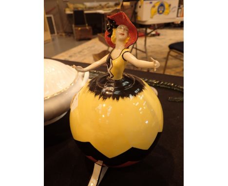 Lorna Bailey Art Deco lady lidded pot 4/75 H: 23 cm CONDITION REPORT: No apparent damage or visible restoration. Item has all