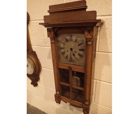 German light oak cased chiming wall clock by Baden