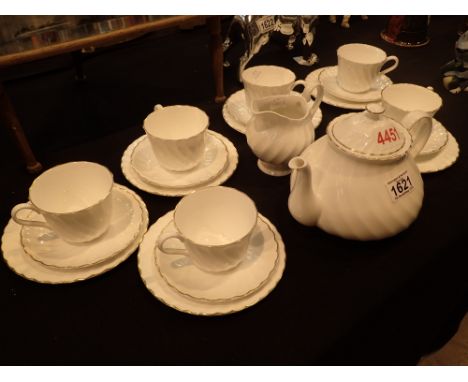 Wedgwood Gold Chelsea tea set six trios teapot and milk jug