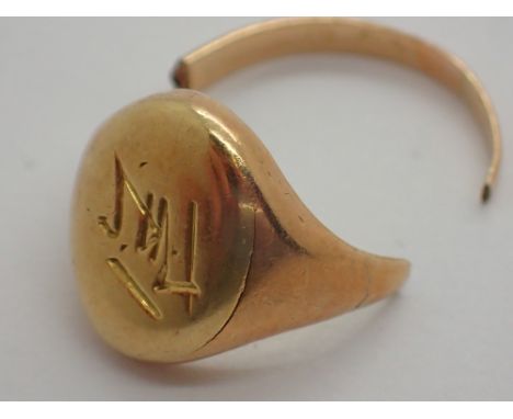 18ct yellow gold scrap broken signet ring 4.7g