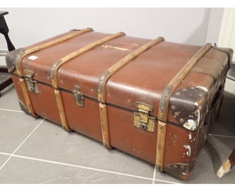Antique leather luggage trunk