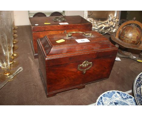 A George III mahogany tea caddy with secret compartment 