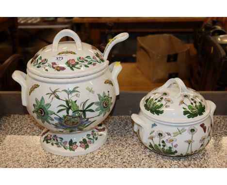 A large Portmeirion "Botanic Garden" soup tureen and ladle and another smaller 
