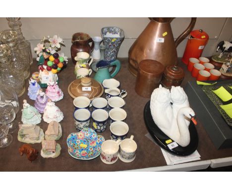 A collection of Longwy pottery; a Usch Spettigue Studio Pottery jug, Polish pottery posy vase; various other Studio pottery i