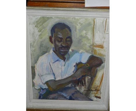 Hermann Junker (Early 20th century German school), 'Massai' oil on canvas, signed lower right, H.65.5cm, W.54cm