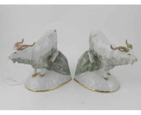 A pair ceramic goat book ends