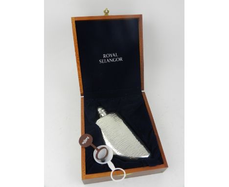 A Royal Selangor pewter hip flask, boxed.