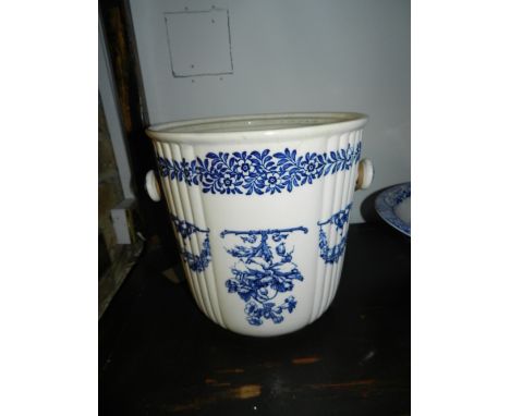 A Wedgwood blue and white ceramic planter. H.50cm
