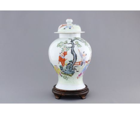 A Chinese famille rose porcelain vase with playing boys, 19th C. H.: 42 cm Condition reports and high resolution pictures are