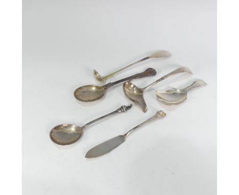 A George IV silver Caddy Spoon, by Unite &amp; Hilliard, hallmarked Birmingham, 1829, the shovel bowl with Kings pattern hand